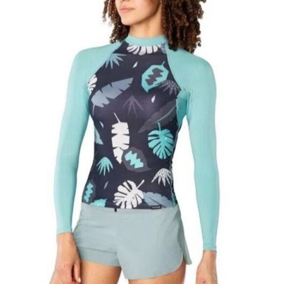 NWT DaKine Surf Flow Snug Fit Palm Blue Longsleeve Rash Guard Large - Picture 1 of 13